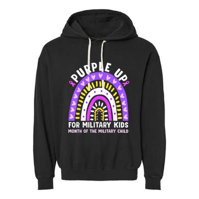 Purple Up Military Month Of The Military Child Rainbow Garment-Dyed Fleece Hoodie