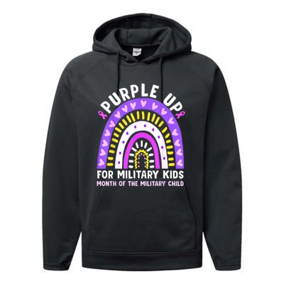 Purple Up Military Month Of The Military Child Rainbow Performance Fleece Hoodie