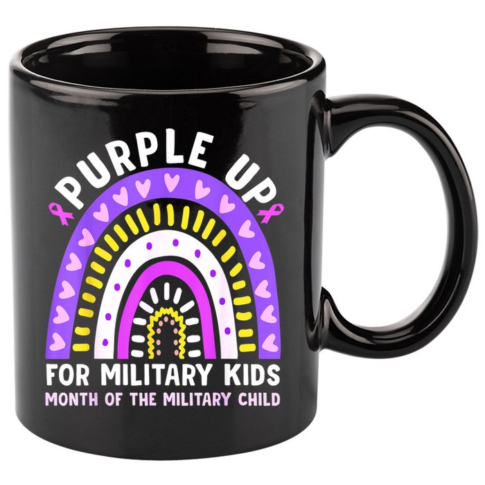 Purple Up Military Month Of The Military Child Rainbow 11oz C Handle Ceramic Mug