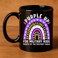 Purple Up Military Month Of The Military Child Rainbow 11oz C Handle Ceramic Mug