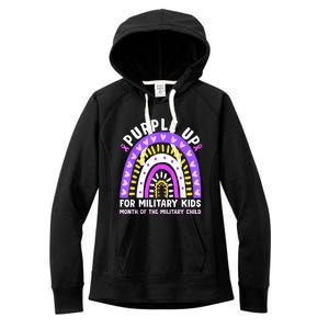 Purple Up Military Month Of The Military Child Rainbow Women's Fleece Hoodie