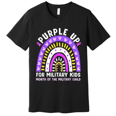 Purple Up Military Month Of The Military Child Rainbow Premium T-Shirt