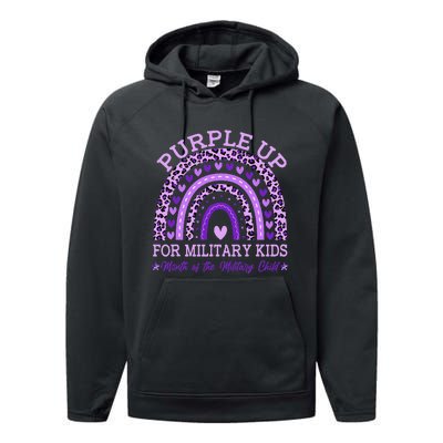 Purple Up Military K.Ids Rainbow Month Of The Military Child Gift Performance Fleece Hoodie