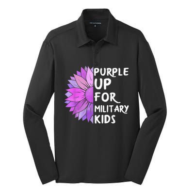 Purple Up Military Child Sunflower Military Brats Month Silk Touch Performance Long Sleeve Polo