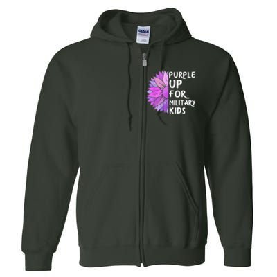 Purple Up Military Child Sunflower Military Brats Month Full Zip Hoodie