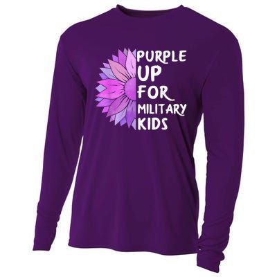 Purple Up Military Child Sunflower Military Brats Month Cooling Performance Long Sleeve Crew