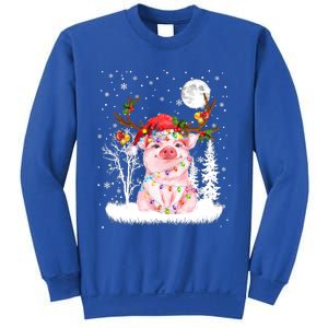 Pig Under Moonlight Snow Christmas Pajama Gift Sweatshirt