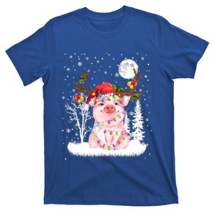 Pig Under Moonlight Snow Christmas Pajama Gift T-Shirt