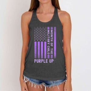 Purple Up Month Of The Military Child Women's Knotted Racerback Tank