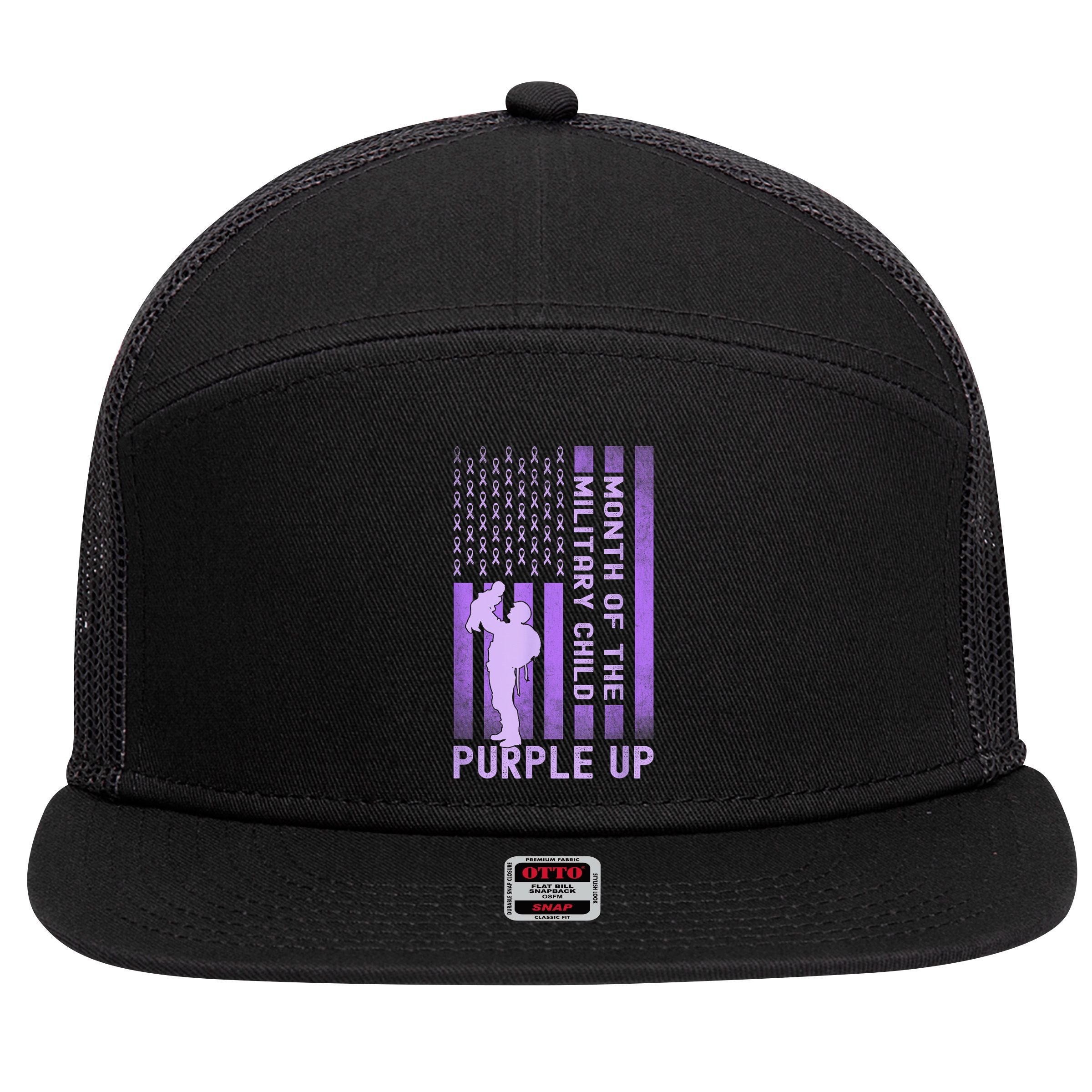 Purple Up - Military - April Military Month 7 Panel Mesh Trucker Snapback Hat