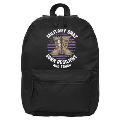 Purple Up Military Child Month Brat Born Resilient And Tough 16 in Basic Backpack
