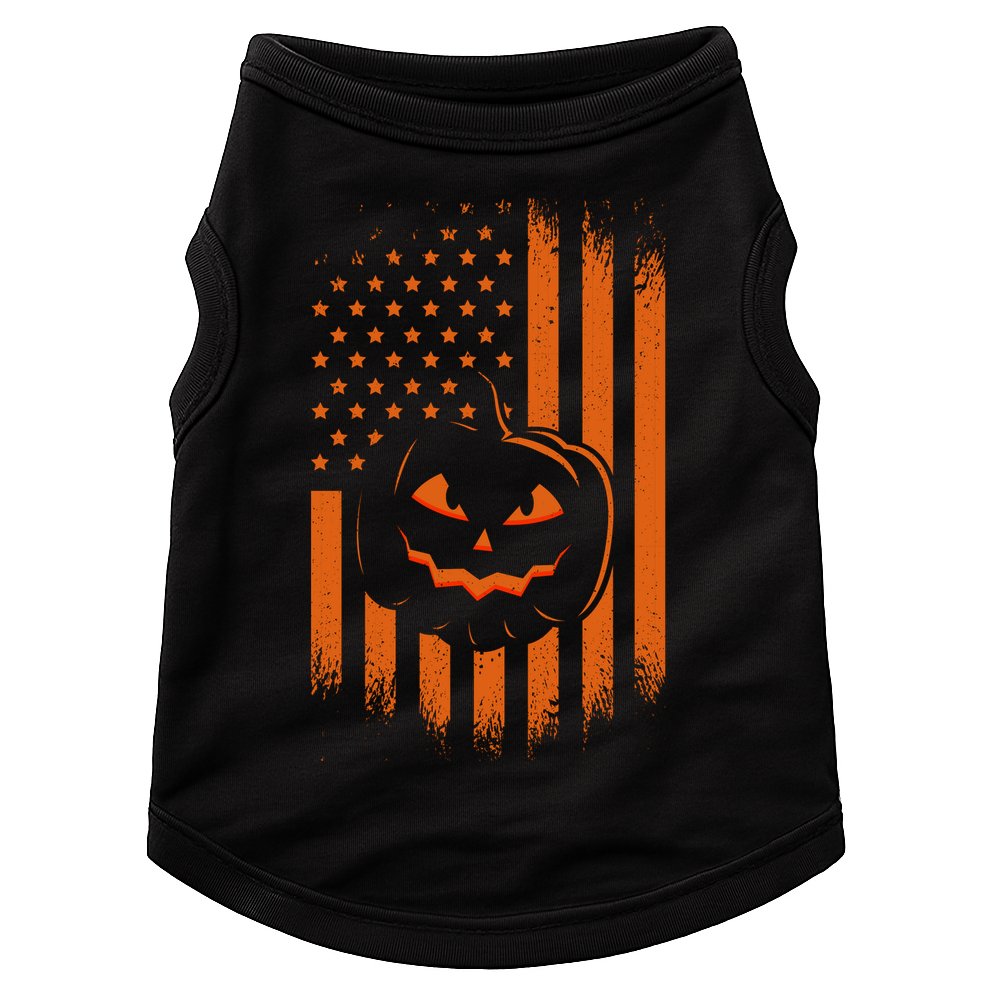 Pumpkin America Halloween Flag Doggie Tank