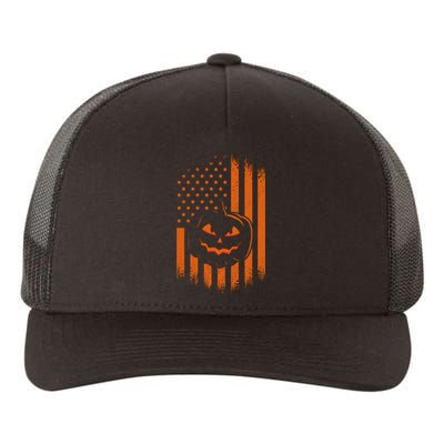 Pumpkin America Halloween Flag Yupoong Adult 5-Panel Trucker Hat