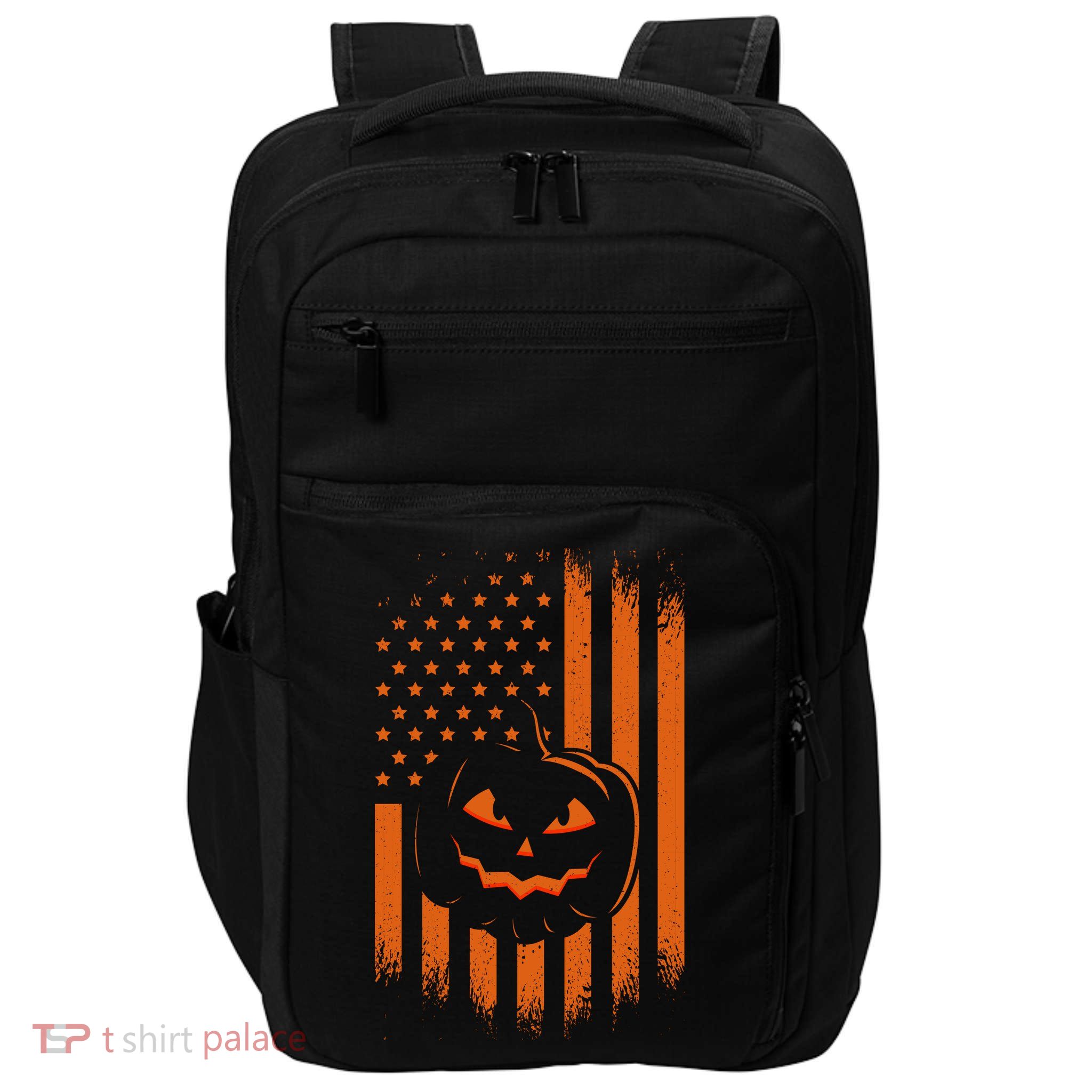 Pumpkin America Halloween Flag Impact Tech Backpack