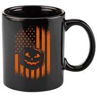 Pumpkin America Halloween Flag 11oz C Handle Ceramic Mug