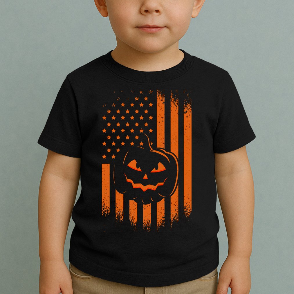 Pumpkin America Halloween Flag Toddler T-Shirt