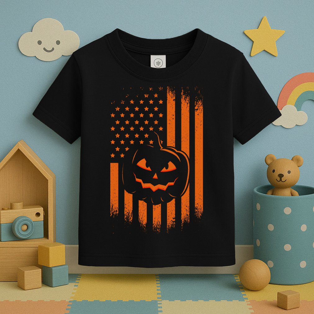 Pumpkin America Halloween Flag Toddler T-Shirt