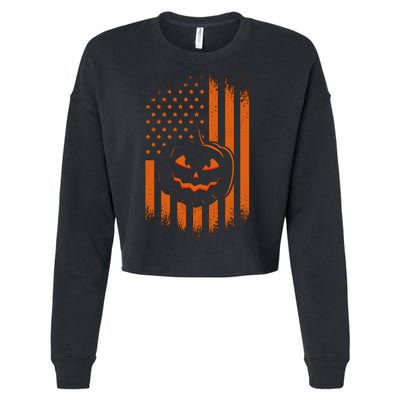 Pumpkin America Halloween Flag Cropped Pullover Crew