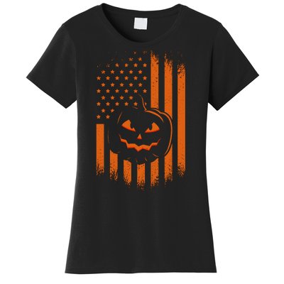 Pumpkin America Halloween Flag Women's T-Shirt