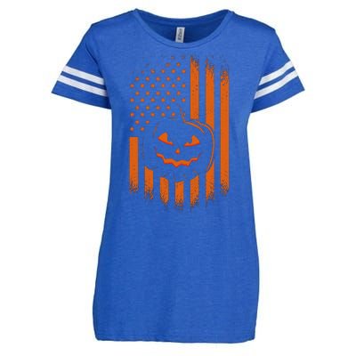 Pumpkin America Halloween Flag Enza Ladies Jersey Football T-Shirt