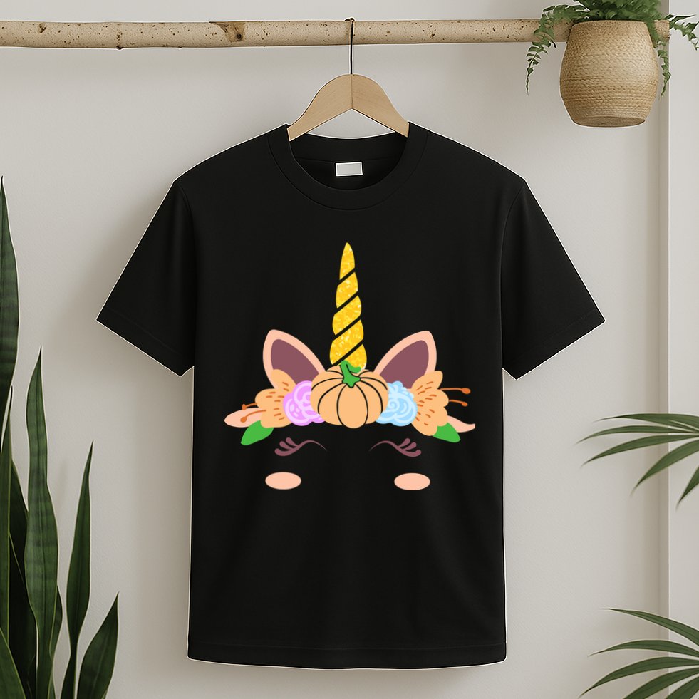 Pumpkin Autumn Fall Unicorn Cute T-Shirt