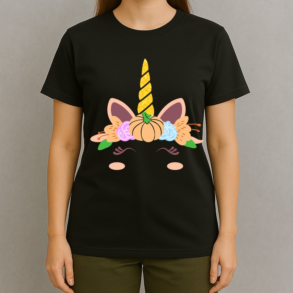 Pumpkin Autumn Fall Unicorn Cute T-Shirt