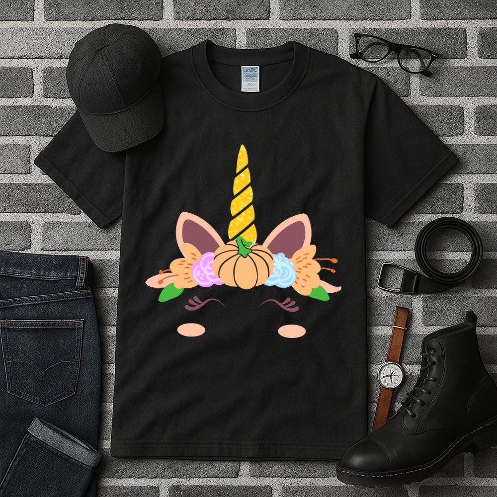 Pumpkin Autumn Fall Unicorn Cute Tall T-Shirt