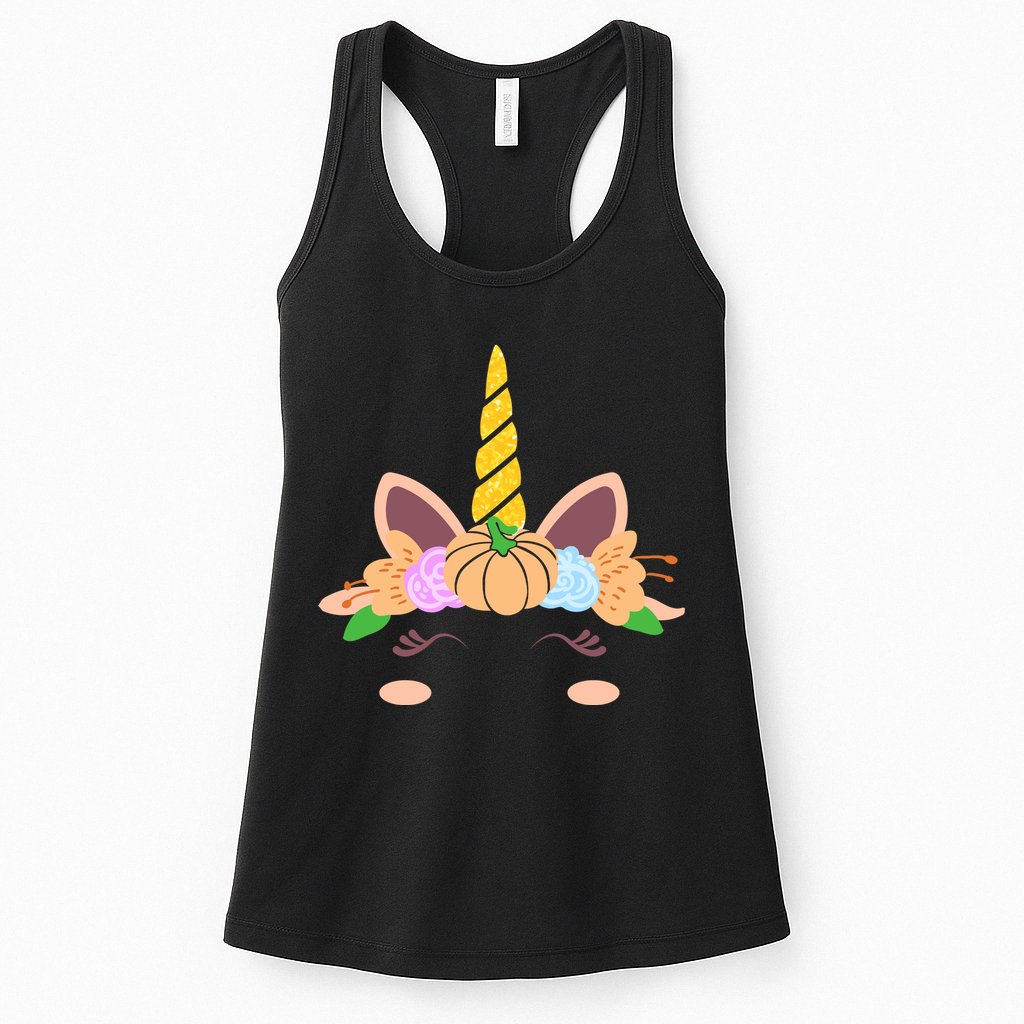 Pumpkin Autumn Fall Unicorn Cute Womens Tank Top