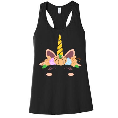 Pumpkin Autumn Fall Unicorn Cute Women's Racerback Tank