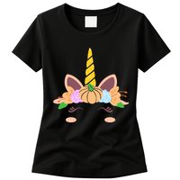 Pumpkin Autumn Fall Unicorn Cute Womens T-Shirt