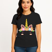 Pumpkin Autumn Fall Unicorn Cute Womens T-Shirt