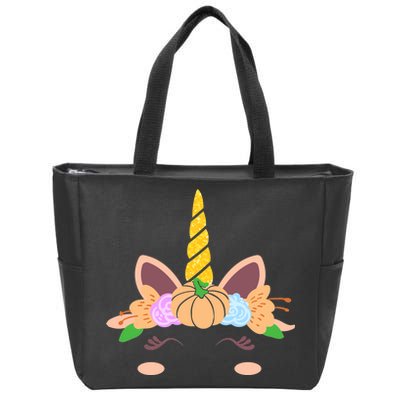 Pumpkin Autumn Fall Unicorn Cute Zip Tote Bag