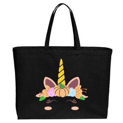 Pumpkin Autumn Fall Unicorn Cute Cotton Canvas Jumbo Tote