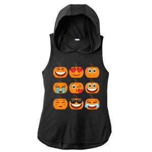 Pumpkin Emojis  Ladies PosiCharge Tri-Blend Wicking Draft Hoodie Tank