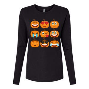 Pumpkin Emojis  Womens Cotton Relaxed Long Sleeve T-Shirt