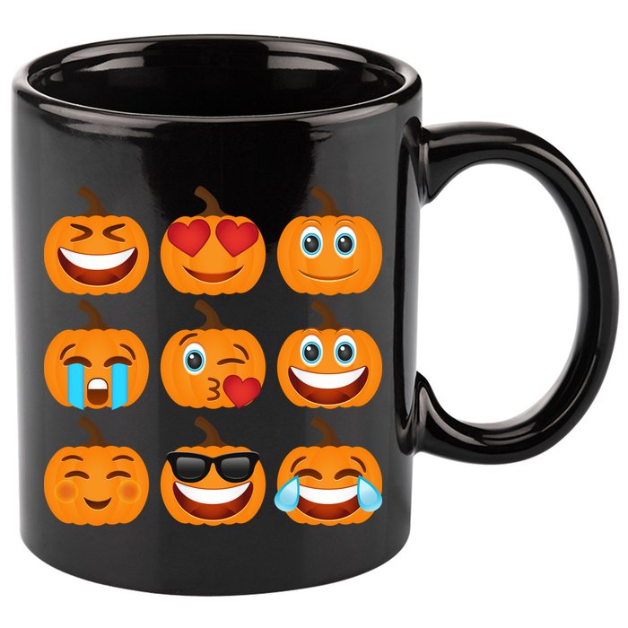 Pumpkin Emojis  11oz C Handle Ceramic Mug