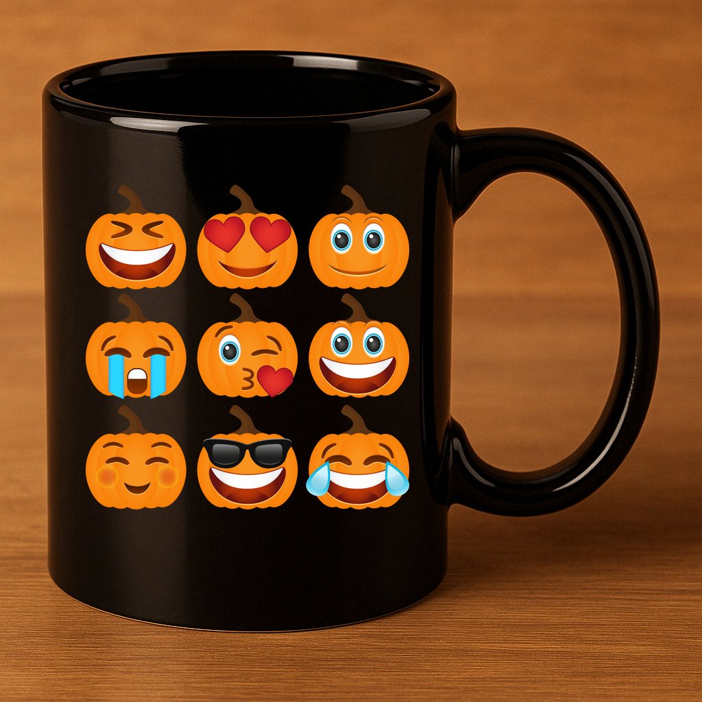 Pumpkin Emojis  11oz C Handle Ceramic Mug