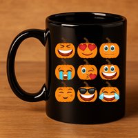 Pumpkin Emojis  11oz C Handle Ceramic Mug