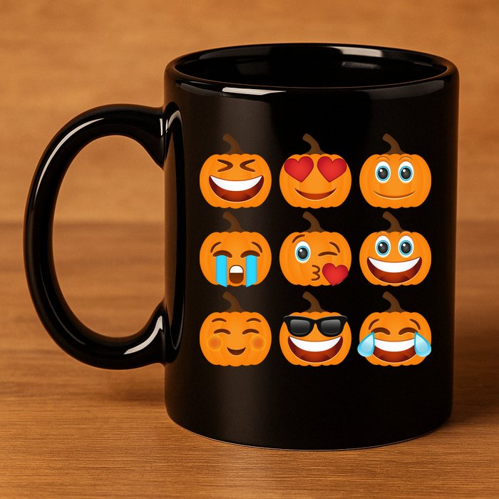 Pumpkin Emojis  11oz C Handle Ceramic Mug