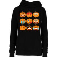 Pumpkin Emojis  Womens Funnel Neck Pullover Hood