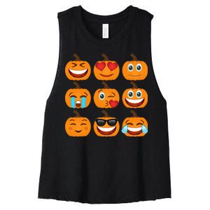 Pumpkin Emojis  Women's Racerback Cropped Tank