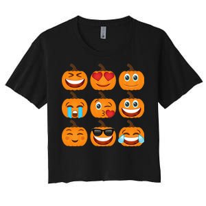 Pumpkin Emojis  Women's Crop Top Tee