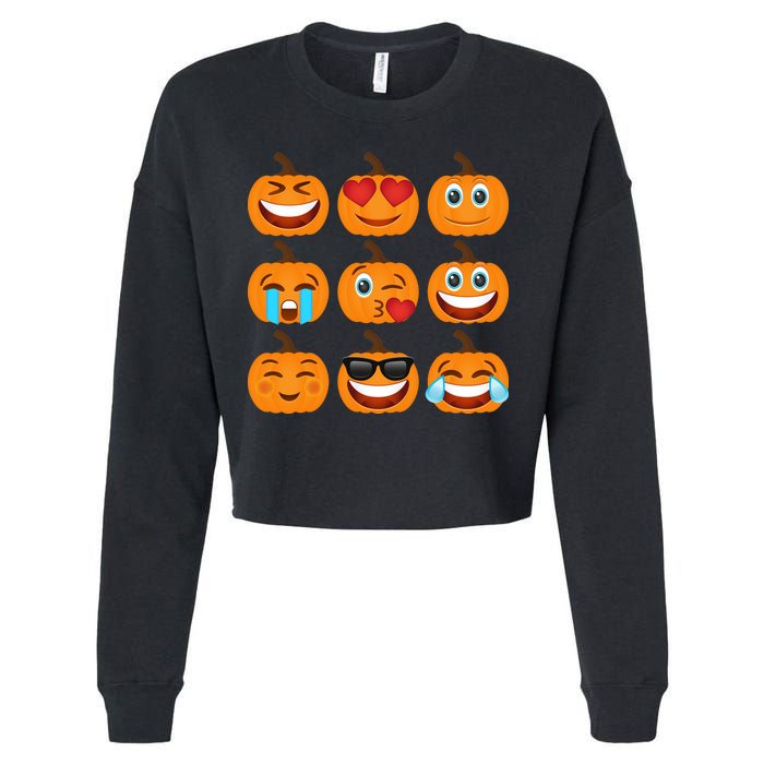 Pumpkin Emojis  Cropped Pullover Crew