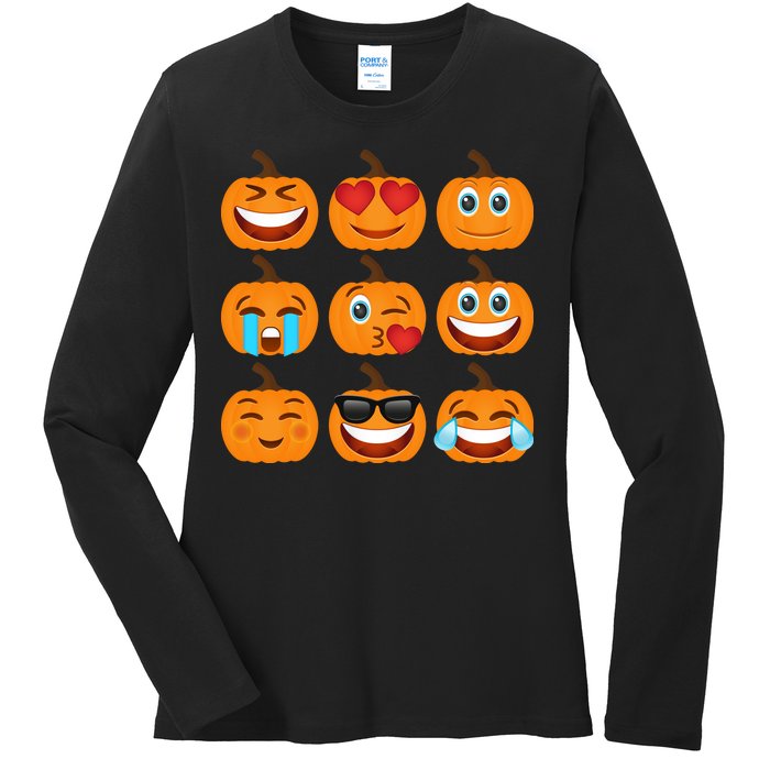 Pumpkin Emojis  Ladies Long Sleeve Shirt