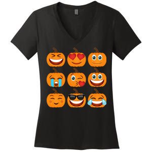 Pumpkin Emojis  Women's V-Neck T-Shirt