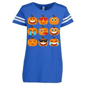 Pumpkin Emojis  Enza Ladies Jersey Football T-Shirt