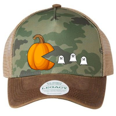 Pumpkin Ghosts Retro Pic Elated Legacy Tie Dye Trucker Hat