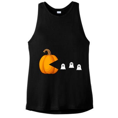 Pumpkin Ghosts Retro Pic Elated Ladies PosiCharge Tri-Blend Wicking Tank
