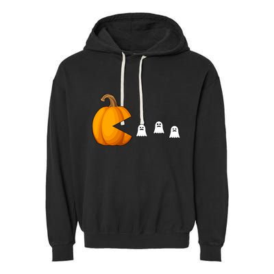 Pumpkin Ghosts Retro Pic Elated Garment-Dyed Fleece Hoodie