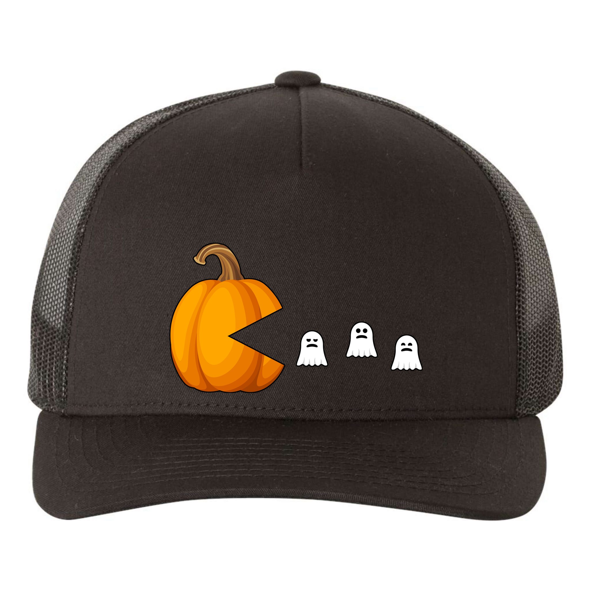 Pumpkin Ghosts Retro Pic Elated Yupoong Adult 5-Panel Trucker Hat
